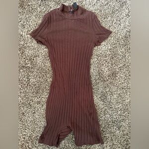 NWOT Brown Ribbed Short Romper